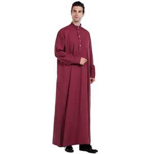 Túnica árabe musulmana Abaya para hombre, ajuste holgado, manga larga, cuello levantado, ropa musulmana de Dubái, fábrica Islámica - Product Image 3