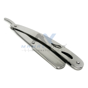 Maquinilla de afeitar de borde recto plegable de peluquero profesional, herramienta de afeitado y peluquería de acero inoxidable con seguridad para uso corporal y Bikini - Product Image 3