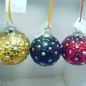 Adornos navideños hechos a mano de lujo con acabado dorado, adornos colgantes en forma de bola, decoración de Festival inastillable para árboles caseros - Product Image 2