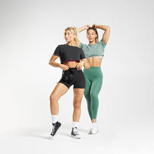 Top corto lavado con ácido personalizado para mujer, cuello redondo, manga corta, antibolitas, bordado GSM personalizado, decoración, camiseta recortada - Product Image 5