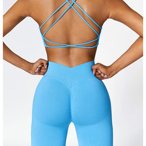 Ensemble de yoga pour femmes de haute qualité 2 pièces col rond sans manches Spandex/Polyester ensembles d'entraînement respirants - Product Image 4