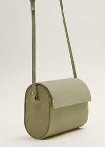 Sac à bandoulière vintage en cuir vert sauge pour femme, sac minimaliste en forme de baril, petit sac à main, pochette rigide - Product Image 2