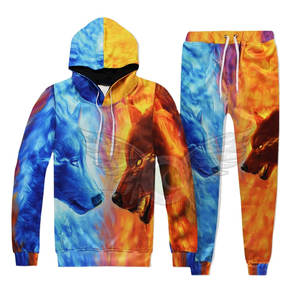 Chándales con estampado de sublimación y cremallera de tela de poliéster para hombre, chándales coloridos para correr para hombre - Product Image 1