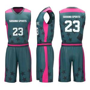 ชุดเสื้อบาสเก็ตบอล2ชิ้นชุดเสื้อบาสเก็ตบอลแบบกลับด้านได้สำหรับทีมของคุณเอง100% ผ้าโพลีเอสเตอร์ - Product Image 1