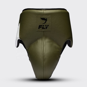 Protège-guêtres professionnel en cuir véritable vert et blanc pour MMA et boxe, personnalisable, protection optimale pour la zone inguinale - Product Image 1