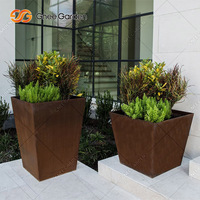 Grands pots de jardin carrés en acier corten résistant à la corrosion, design minimaliste, taille et couleur personnalisées, pour la plantation en extérieur