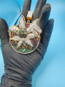 Pendentif personnalisé serti de pierres précieuses multicolores en moissanite ronde, pendentif en argent 925, bijoux fins, pendentifs et breloques - Product Image 3