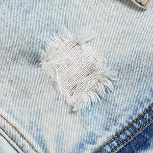 Service OEM 100% Veste en jean de haute qualité 100% coton vieilli avec patchs déchirés et motif de lettres - Product Image 6