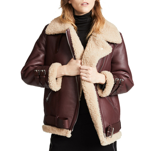 Chaqueta de Piel de Oveja Nueva para Mujer, Chaqueta de Piel Auténtica con Forro de Borrego, Estilo Aviador, Chaqueta de Piel de Borrego ODM - Product Image 6