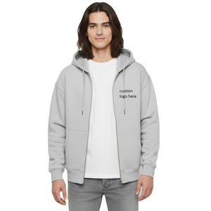 High Quality Custom Cropped <b>Hoodie</b> for <b>Men</b> Wholesale 500gsm Thick Neoprene Zipper Boxy Cotton Oversized Fleece <b>Plain</b> <b>Mens</b> <b>Hoodie</b> - Product Image 2