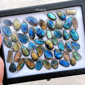 Pendentif en argent labradorite, plaqué or naturel, pierre précieuse à changement de couleur multi-étincelles, pierres brutes pour la fabrication de bijoux, 20-25mm, 4-6g - Product Image 5