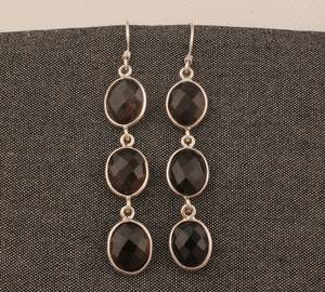 Quartz fumé 925 argent Sterling pierres précieuses fait à la main concepteur personnalisé boucle d'oreille pour les femmes personnalisé Fine Piercing bijoux - Product Image 5