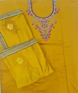 인도 민족 착용 무거운 디자이너 잼 코튼 소재 멋진 자수 작업 Salwar Kameez 드레스 소재 여성 착용