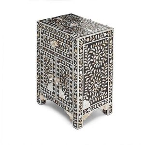 Elegante mesa de centro floral con diseño de consola tradicional con incrustaciones de hueso para decoración moderna o clásica - Product Image 5