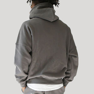 Custom Printed Cropped Full Zip Hoodie Men 500gsm Heavyweight 100% Cotton Winter Oversize Regular Fit Embroidered/Print High - Product Image 4