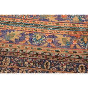 Vintage Turkish Rug Ethnic Blue Beige 3.1x3.9ft Classic Patchwork Design Flat Weave Wool for Living Room Decorations - Product Image 5