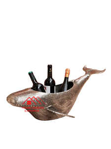 Seau à vin décoratif avec poignée en cuir Vente chaude en laiton fini antique Boisson Refroidisseur de vin avec supports pour bar - Product Image 2