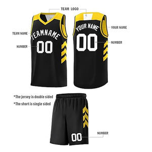 Ensemble de vêtements de sport de basket-ball au design personnalisé unisexe Chemises en jersey professionnelles et respirantes avec nom imprimé hip hop réversible - Product Image 4