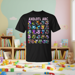 Camiseta Kawaii Axolotl ABC Animals, Talla Grande, Diseño Promocional con un Concepto Adorable - Product Image 3