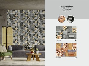 Carreaux muraux numériques de 300x450mm | Carreaux d'élévation en céramique à haute profondeur | Design antibactérien moderne pour murs extérieurs, hall et villa - Product Image 3