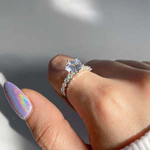 NOVAMART Fine Hallmark <b>Silver</b> Plated Crystal <b>Solitaire</b> <b>Ring</b> Elegant <b>Rings</b> Collection Wholesale Export - Product Image 2