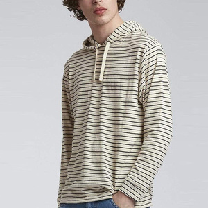 Sudadera con Capucha Personalizada de Alta Calidad 2025, Holgada, para Hombre, Ropa de Otoño, a Rayas, de Algodón Fino, Estilo Francés, Corta - Product Image 2