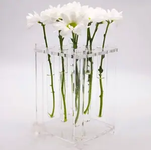 Vaso di fiori in acrilico trasparente con provette regalo per il compleanno di San Valentino per una ragazza