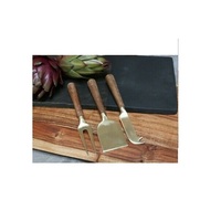 Couteau à beurre à fromage à manche en bois outil de cuisine en acier inoxydable avec matériau en laiton pour un usage domestique