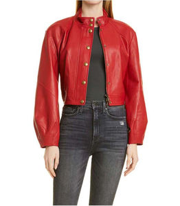 Chaqueta Bomber de Cuero Elegante para Mujer |   Chaqueta de Motociclista de PU de Moda |   Chaqueta de Motociclista de Invierno con Ribete de Piel Cálida, Logotipo Personalizado - Product Image 1