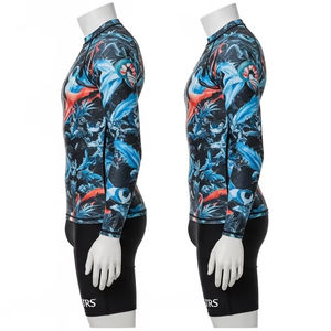 Secado rápido Impresión digital Rash Guard para adultos Poliéster Spandex Estirable Protección UV Surf Traje de baño Fitness Deportes Top - Product Image 5