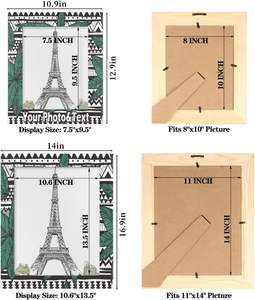 Marco de fotos de madera de 8x10 para colgar en la pared y grupo de hojas de exhibición de mesa con nombre de texto personalizado - Product Image 6