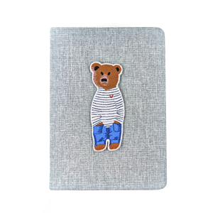 Patch brodé en forme d'ours en peluche 3D avec tissu en toile rayé à coudre pour chapeaux, forme d'animal - Product Image 5