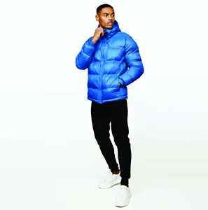 Factory Price 100% Polyester Full Zip Cobalt Blue men's Impact Heat Sealed Puffer Coat with Padded Lining