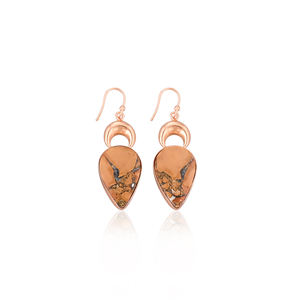 เครื่องประดับทองเหลืองยอดนิยมทำด้วยมือต่างหูชุบโรสโกลด์มาลากาแจสเปอร์พลอยสำหรับผู้หญิงเครื่องประดับแฟชั่นและของขวัญงานแต่งงาน - Product Image 1