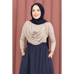 Hauts en tricot pour femmes, couleur beige foncé, avec détail drapé, Sandy Body - Product Image 1