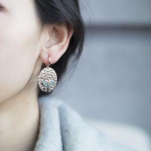 ต่างหูหินสีเทอร์ควอยซ์ที่สวยงามทันสมัยดีไซน์รูปผีเสื้อและ925ทรงกลม - Product Image 2