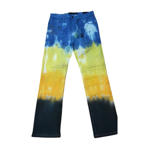 Pantalon long d'hiver coupe ajustée pour garçons 98% coton 2% Spandex léger taille moyenne jambe droite brodé Denim imprimé ODM coloré - Product Image 1