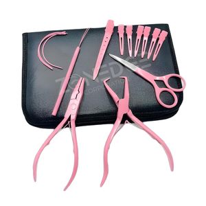 Kits d'extension de cheveux de haute qualité avec pinces à perles Micro Nano anneaux rose vif et pinces à boucle outils d'application de trame - Product Image 6
