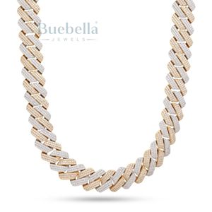 Hombres BUEBELLA JEWELS 925 Plata 14K Oro Hip Hop 18MM Moissanite Cuban Link Chain Iced Out - Product Image 5