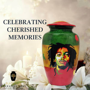 Urne funéraire personnalisée de style européen avec portrait imprimé et motifs artistiques colorés, urne de crémation écologique de 10 pouces - Product Image 6