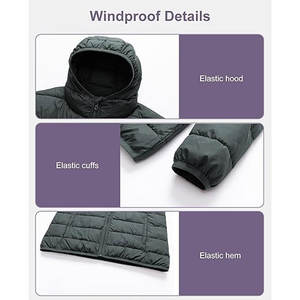 <b>Women</b> Plus Size Lightweight Puffer Jacket Packable <b>Winter</b> Warm Quilted Bubble <b>Coat</b> with <b>Waterproof</b> and Windproof Hooded Design - Product Image 6