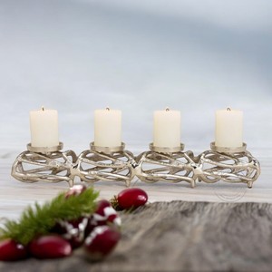 Pièce maîtresse de bougeoir en fil métallique moderne avec 4 fentes pour piliers Design élégant en métal pour une ambiance chaleureuse et une décoration intérieure - Product Image 6