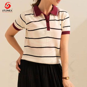 Chemise Femme Vintage en Coton Uni à Manches Courtes, Tricotée, Respirante, Séchage Rapide, Écologique, Broderie Frontale - Product Image 6