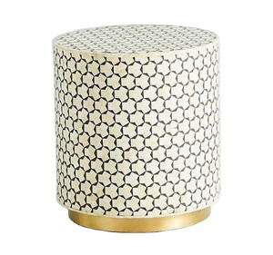 Taburete indio con incrustaciones de hueso, de alta calidad, forma redonda, para muebles, artesanía, nuevo, al mejor precio - Product Image 4