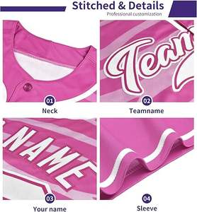 เสื้อเบสบอลแบบติดกระดุมปรับแต่งได้สำหรับผู้ใหญ่ ดีไซน์ไม่ซ้ำใคร ระบายอากาศได้ดี คุณภาพสูง ผลิตจากโพลีเอสเตอร์ 100% คอวี - Product Image 3