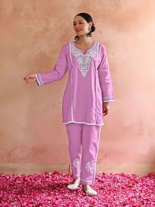Lakhnavi Coord Sets <b>Women</b> Pants Top Casual Wear Premium Quality Solid <b>Kurta</b> Pant Best Market Price Latest Design Wholesale Price - Product Image 4