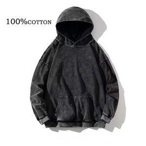 Oem Designer Brand Streetwear Sweat à capuche gris délavé à l'acide Sweat à capuche surdimensionné Vintage Men Heavyweight French Terry Hoodie - Product Image 1