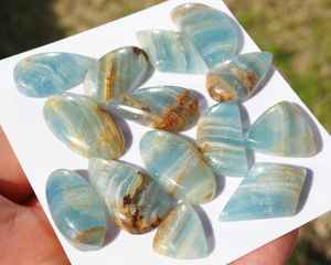 Cabujón de Calcita Azul Natural con Rayas, Alta Calidad, Seleccionado para Creación de Joyería Artística, Ritmo Visual Relajante, Clásico Atemporal - Product Image 3