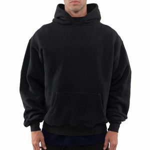 Sudadera con Capucha de Algodón de Alta Calidad para Hombre, Estilo Urbano, Holgada, Personalizada, Talla Grande, en Negro - Product Image 1