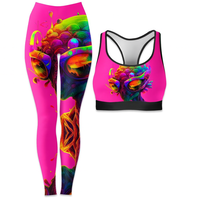Shorts de Yoga Personalizados al por Mayor para Mujer, Cintura Elástica con Encaje, Conjunto Deportivo de 2 Piezas con Estampado por Sublimación, Tallas Grandes, Cinturón Sólido